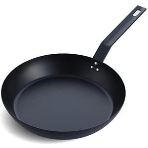 BK Solid Steel Braadpan, 28 m, van zwart staal, natuurlijk anti-aanbaklaag, geschikt voor inductie, ovenbestendig, duurzaam en professioneel, vaatwasmachinebestendig, PFAS-vrij, zwart