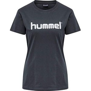 hummel GO Cotton T-shirt voor dames met logo, Donkerblauw