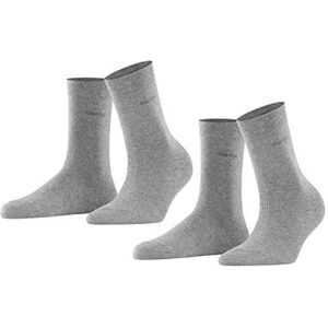 ESPRIT Basic Easy 2-pack ademende sokken biologisch katoen zachte randen zonder druk op het been geschikt voor diabetici voor dagelijks leven werk multipack set van 2 paar, Grijs (Light Grey Melange