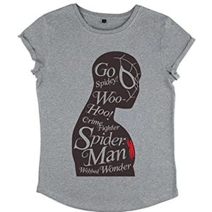 Marvel Avengers Classic - Spiderman Silhouette T-shirt met rolgeluiden voor dames, grijs.