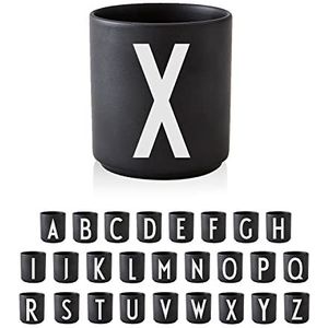 Design Letters Zwart Koffiemok (A-Z) | Stijlvolle premium porseleinen koffiecups | gebruik de koffiemok als cappuccinokop | perfect cadeau voor dames, heren | verjaardagscadeau | 250 ml