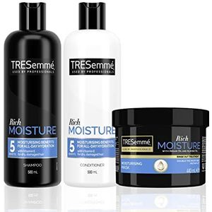 TRESemmé Intensa Hydratation Pack voor droog of beschadigd haar met vitamine E, verzorgt en versterkt, shampoo 500 ml, conditioner 500 ml en masker 440 ml, wit