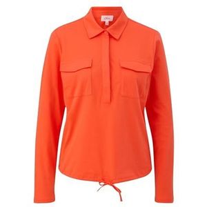 s.Oliver 2139880 Damesshirt met lange mouwen, polokraag en trekkoord, Oranje 2504, 40