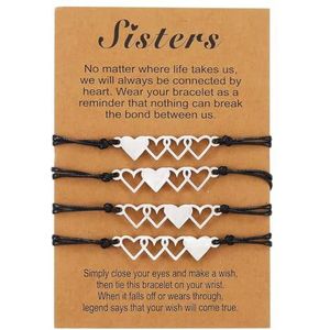 Relandy Zilveren vriendschapsarmband set hartvormige armbanden beste vriend kralen handaccessoires sieraden voor vrouwen meisjes