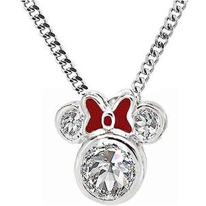 Baobei Mickey Mouse halsketting voor dames, sterling zilver, Minnie Mouse-halsketting met rode zirkoniumoxide strik voor meisjes, vriendschapsketting, verjaardagscadeau voor vrouwen, juwelendoos,