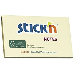 Stick'n For Kids Pluggen met 90 milieuvriendelijke zelfklevende memo's, geel, zelfklevend, 76 x 127 mm, ideaal voor kleine opschriften en herinneringen, eenvoudig aan te brengen