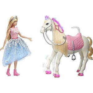 Barbie Prinses Adventure pop en haar paard prachtig, lichten, realistische geluiden en bewegingen, gesloten verpakking, speelgoed voor kinderen, GYK64, meerkleurig