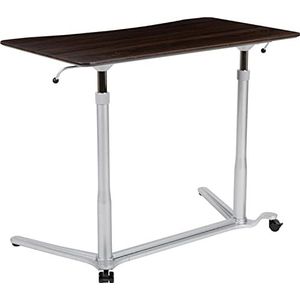 Flash Furniture Sit-down ergonomisch bureau van donker hout met 37,375 inch W (verstelbaar bereik van 29 tot 40,75 inch)