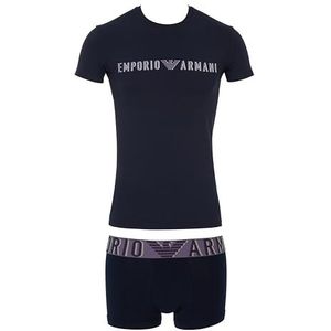 EMPORIO Armani T-shirt + shorts voor heren, Armani Blu, S, Armani Blauw, S