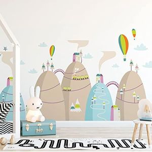 Ambiance Muurstickers voor kinderen, decoratie voor de babykamer, muursticker, reusachtige Montgolfières volant hoog, 100 x 150 cm