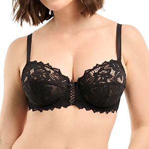 Dames - BH model Arum - hemelsblauw - 80/95E - verstelbare bandjes - met beugels - ondersteuning - complete ondersteuning - damesdessous, zwart, 75B, zwart.