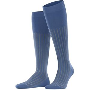 FALKE Shadow Lange herensokken, katoen, grijs, zwart, meer kleuren, lang, ultradun, fantasiepatroon, gestreept, 1 paar, Blauw (Sky Blue 6868) - Milieuvriendelijk