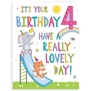 Regal Cards Verjaardagskaart voor meisjes voor de 4e verjaardag, met opschrift ""It's Your Birthday"", om te spelen in het park