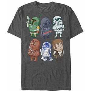 Star Wars Doodles Grafik of Rabisque T-shirt voor heren. Sdoodles Graphic, Jaspé donkergrijs, XXXXL, Jaspé donkergrijs, 4XL, Donkergrijs jaspé