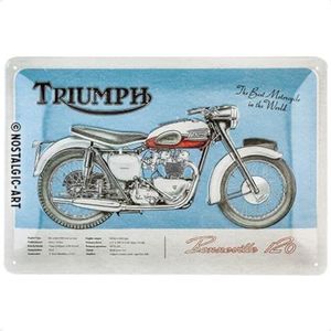 Nostalgic-Art Vintage bord, Triumph - Bonneville - cadeau-idee voor motorfans, metaal, retro design ter decoratie, 20 x 30 cm