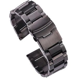 Bande de montre en acier inoxydable Femmes hommes Métal Watchband Link Bracelet 18mm 20mm 22mm Accessoires 24mm Argent Rose Gold noir (Color : Black, Size : 18mm)