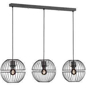 Fischer & Honsel Hanglamp Drops, zwart, metalen afscherming, lengte 100,00 cm, breedte 25,00 cm, plafond: 140 cm, 3 x E27 max. 40 W, 60725