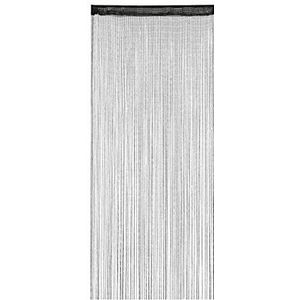 Relaxdays Glitterdraadgordijn, 90 x 245 cm, in te korten, tunneldoorvoer voor deuren en ramen, afwasbaar, zwart