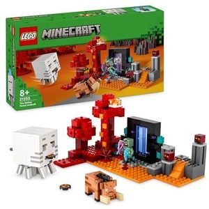 LEGO 21255 Minecraft De hinderlaag bij het Netherportaal, bouwspeelgoed met gevechtsscènes en minifiguren, Hoglin-figuur, cadeau voor jongens en meisjes vanaf 8 jaar