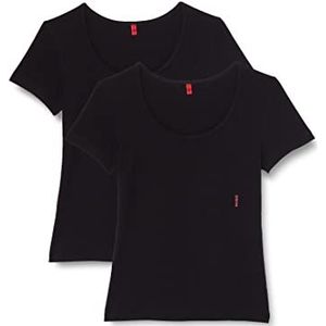HUGO Twin Rn T-shirt voor dames, verpakt per 2 stuks, Zwart 1