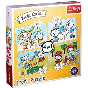 Trefl, Kicia Kocia Kocia puzzel met 12 tot 24 delen – 4 spelletjes voor kinderen vanaf 3 jaar