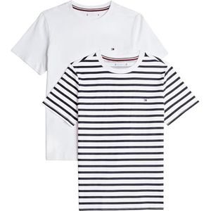 Tommy Hilfiger Uniseks T-shirt voor kinderen, S/S, Veelkleurig (Geel Desert Sky Breton/Wit)