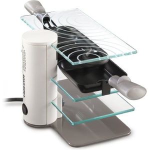 LAGRANGE 009204 - Raclette voor 2 personen - 3 vaste schalen van gehard glas - 2 poeltjes met antiaanbaklaag - gelakte stalen voet