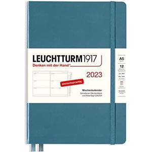 LEUCHTTURM1917 365722 weekkalender medium (A5) 2023, 12 maanden, steenblauw, Duits