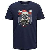 JACK & JONES Jorchristmas Mugshot Tee SS C.n Xmas T-shirt voor heren, marineblauw blazer