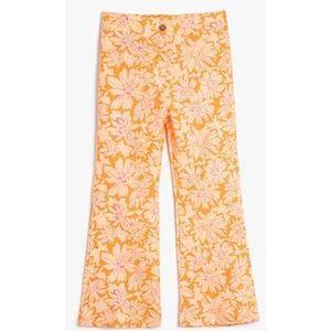 Koton Flare Linen Pantalon pour fille avec détails fendus et imprimé floral, Orange Design (19e), 7-8 Jahre