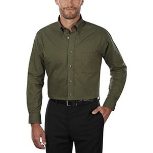 Van Heusen - Shirt - jurk met button-down kraag - solide - lange mouwen heren, Donkergroen