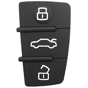 Chiavit Vervangende sleutelhoes van rubber met 3 knoppen voor Audi A1, A3, A4, A5, A6, A8, S4, S5, Q5, Q7, zwart