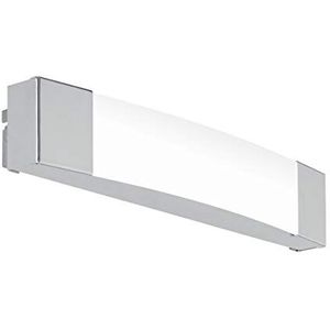 EGLO Siderno Led-wandlamp, 1 lichtpunt, led-spiegellamp van staal en kunststof, badkamerlamp in chroom, gesatineerd, IP44 ledlamp voor vochtige ruimten, lengte 35 cm