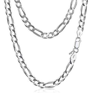 Amberta Unisex Platte Figaro Halskettingen van 925 Sterling Zilver: Breedte 0.55 cm Lengte 55 cm