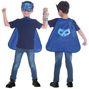 Amscan 9903736 PJ Catboy masker en cape set blauw