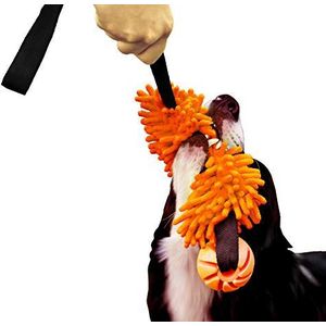 Dingo drijvende tug-speelgoed met gearomatiseerde bal, bungee-handvat, handgemaakte hondenjager, touwschieten voor behendigheid, rapport, spelen in het water, microvezel oranje 15586-2