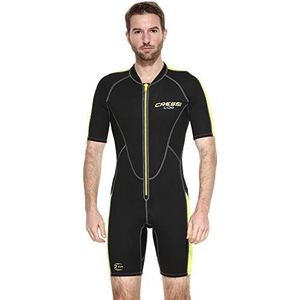 Cressi Lido Man Neopreen Shorty jumpsuit voor heren, snorkelen en duiken, zwart/geel, 2XL