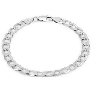 Aka Gioielli® - Armband voor heren en dames, fijn 925 sterling zilver, gerhodineerd - pantserketting 7,4 mm - lengte: 20 22 cm, 19 cm, Sterling zilver
