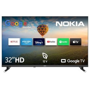 Nokia 32"" Google TV HD 12V (WiFi, Triple Tuner DVB-C/S2/T2, Google Assistant, YouTube, Netflix, DAZN, Prime Video, Disney+) - HN32GE320C - 2023