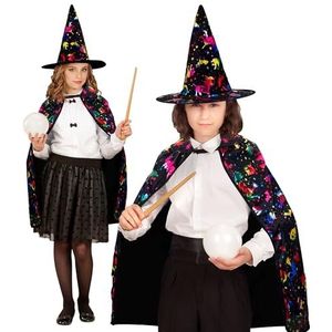 Widmann - Costume de magicien pour enfant, cape (70 cm) avec chapeau, magicien, sorcière