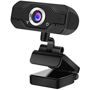 ZHUTA Webcam webcam 1080p Full HD met helder stereogeluid met microfoon USB webcam aansluiting, 360° draaibare mini-camera, plug & play voor pc/computer/Mac/laptop