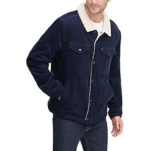 Levi's Truckerjack van corduroy met sherpa-voering (standaard en groot en bovendeel), marineblauw, XXL, Navy Blauw