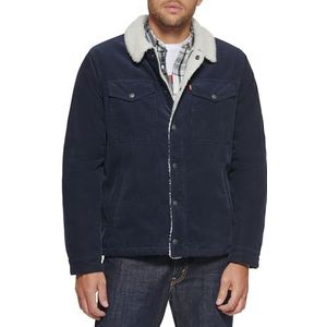 Levi's Sherpa gevoerd corduroy truckerjack (standaard en groot en hoog), marineblauw, XXL, Navy Blauw