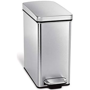 simplehuman CW1898CB pedaalemmer smal, roestvrij staal, geborsteld, 10 liter