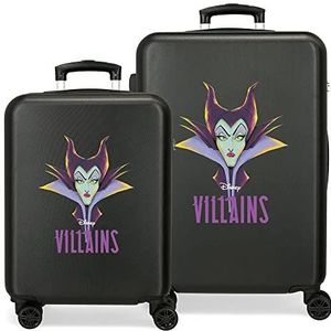 Disney Villains Malefica Kofferset, zwart, 55/65 cm, stijf, ABS, zijcombinatiesluiting, 56 l, 6 kg, 4 dubbele wielen, handbagage, zwart, maat única, kofferset, zwart., Kofferset