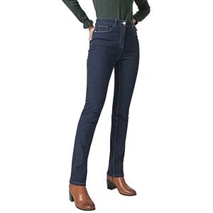 Damart - Denim broek met hoge tailleband voor dames, smalle pasvorm, Indigo blauw