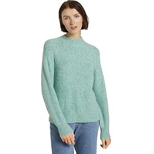 TOM TAILOR Denim Gestructureerde gebreide cardigan voor dames, 24578 – mineraalsteen mix blauw, M, 24578 - minerale steen mengsel blauw