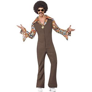 Smiffys Groove Boogie kostuum bruin jumpsuit met hemd