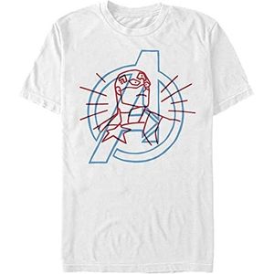 Marvel Doodle Avengers, T-shirt met korte mouwen, uniseks, klassiek, wit, S, Weiss