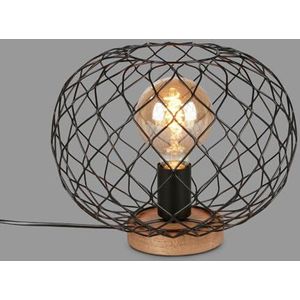BRILONER Lampen tafellamp, tafellamp, bedlamp, bureaulamp, 1 x E27 met kabelschakelaar, lampenkap van metaaldraad, zwart 7037-015